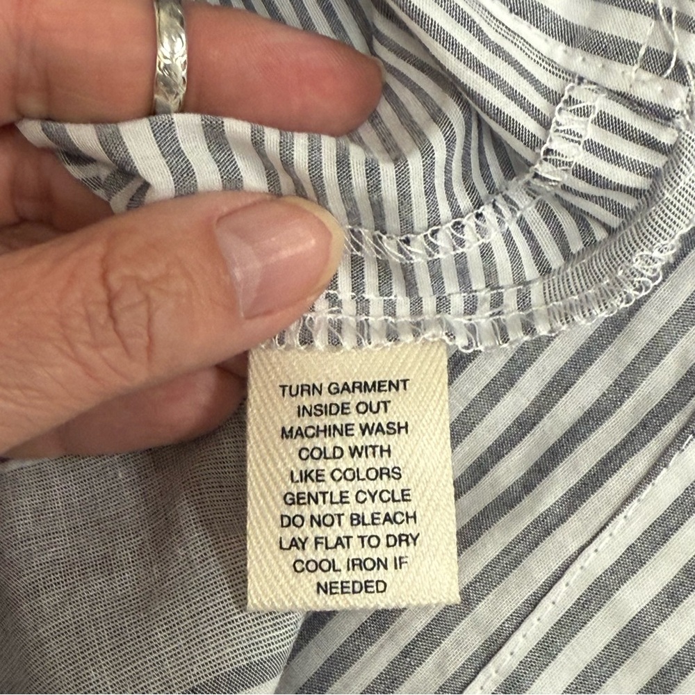 Westbound 100% Cotton Striped Split Neck Tunic Top Gray White Large - Picture 8 of 9